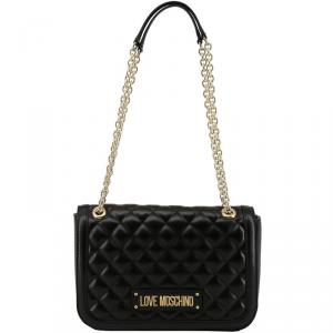 Pre Owned Love Moschino Black Quilted Faux Leather Chain Shoulder Bag