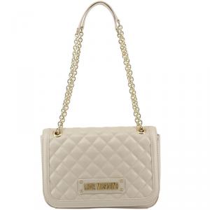 Pre Owned Love Moschino White Quilted Faux Leather Chain Shoulder Bag