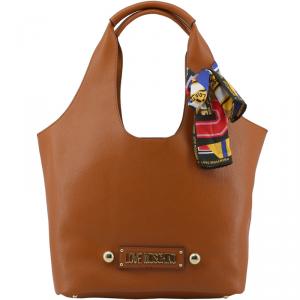 Love Moschino Brown Faux Leather Scarf Shoulder Bag