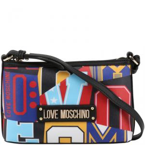 Pre Owned Love Moschino Multicolor Printed Faux Leather Crossbody Bag