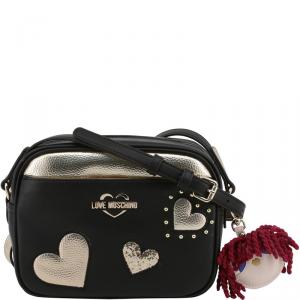 Pre Owned Love Moschino Two Tone Faux Leather Crossbody Bag