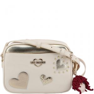 Pre Owned Love Moschino Two Tone Faux Leather Crossbody Bag