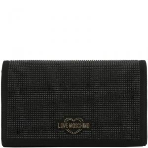 Love Moschino Black Faux Leather Studded WOC Clutch Bag