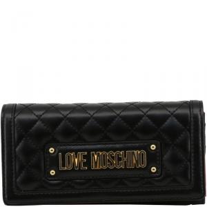 Love Moschino Black Quilted Faux Leather WOC Clutch Bag