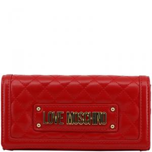 Love Moschino Red Quilted Faux Leather WOC Clutch Bag
