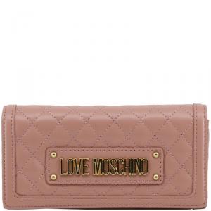 Pre Owned Love Moschino Pink Quilted Faux Leather WOC Clutch Bag