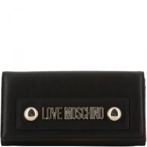 Pre Owned Love Moschino Black Faux Leather WOC Clutch Bag 