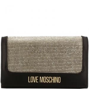 Pre Owned Love Moschino Black Fabric Applique WOC Crossbody Bag 