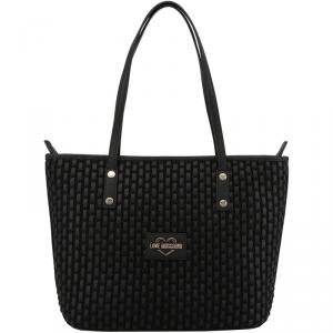 Love Moschino Black Faux Leather Applique Tote 
