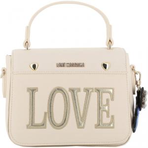 Love Moschino White Faux Leather Love Applique Crossbody Bag
