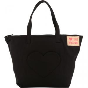 Love Moschino Black Fabric Love Applique Shopping Tote
