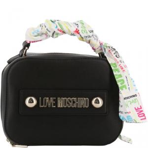 Pre Owned Love Moschino Black Faux Leather Scarf Crossbody Bag