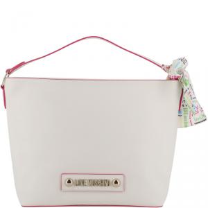 Pre Owned Love Moschino White Faux Leather Scarf Shoulder Bag