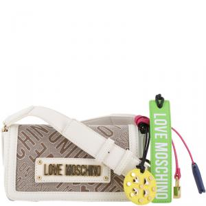 Pre Owned Love Moschino Two Tone Signature Canvas and Faux Leather Crossbody Bag