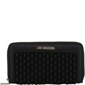 Love Moschino Black Faux Leather Zip Around Wallet