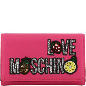 Pre Owned Love Moschino Pink Faux Leather WOC Clutch Bag