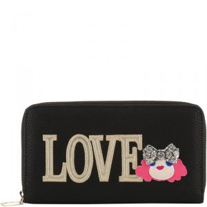 Love Moschino Black Faux Leather Love Zip Around Wallet