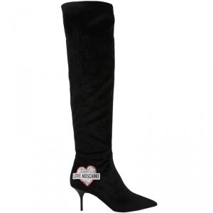 Love Moschino Black Velvet Over the Knee Boots Size 38