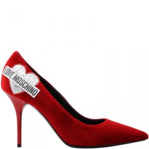 Love Moschino Red Velvet Pointed Toe Pumps Size 36