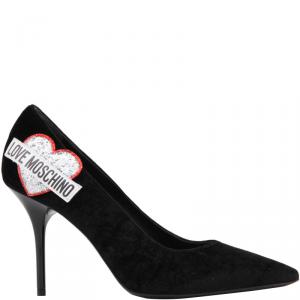 Love Moschino Black Velvet Pointed Toe Pumps Size 40