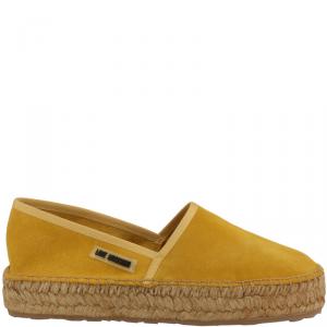 Love Moschino Mustard Yellow Suede Platform Espadrilles Size 37