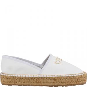 Love Moschino White Faux Leather Platform Espadrilles Size 41