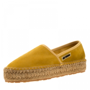 Love Moschino Mustard Yellow Suede Platform Espadrilles Size 37