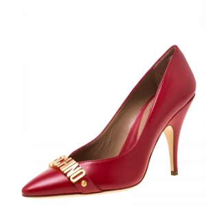 Moschino Red Leather Pointed Toe Pumps Size 40