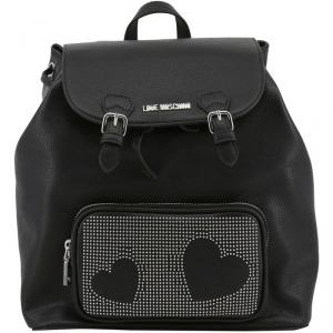 Pre Owned Love Moschino Black Faux Leather Studded Backpack
