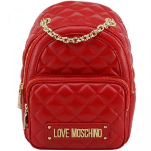 Pre Owned Love Moschino Red Quilted Faux Leather Chain Handle Backpack