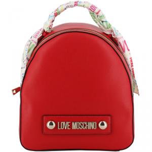 Pre Owned Love Moschino Red Faux Leather Scarf Backpack