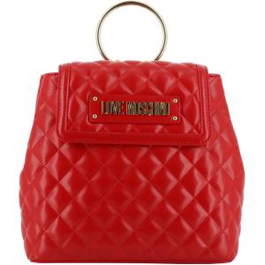 Pre Owned Love Moschino Red Quilted Faux Leather Ring Handle Backpack
