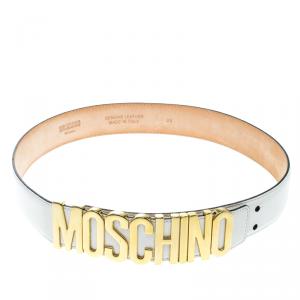 Moschino White Leather Logo Belt 38CM