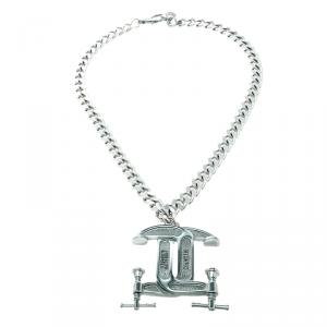 Moschino Capsule Silver Tone Chain Link Necklace