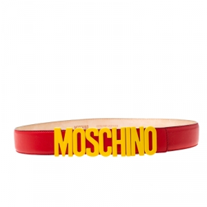 Moschino Red Leather Capsule Collection Mc Donald's Belt 95CM