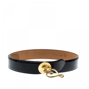Moschino Black Redwall Leather Heart Buckle Belt 102CM