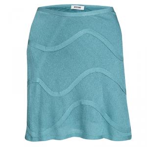 Moschino Blue Knit Wave Pattern Mini Skirt M
