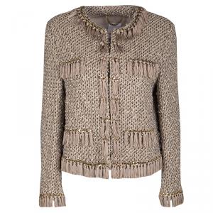 Pre Owned Moschino Multicolor Textured Chain and Tassel Detail Jacket L