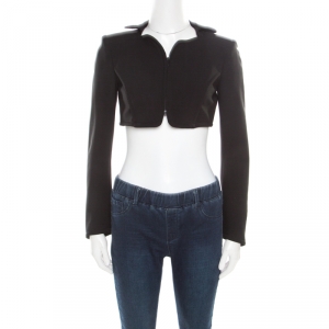 Moschino Couture Black Wool Zip Front Cropped Jacket S