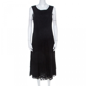 Moschino Couture Black Lace A Line Midi Dress M 