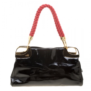 Pre Owned Moschino Black Patent Leather Shoulder Bag