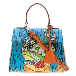 Pre Owned Moschino Multicolor Fantasy Print Leather Capsule Collection Top Handle Bag