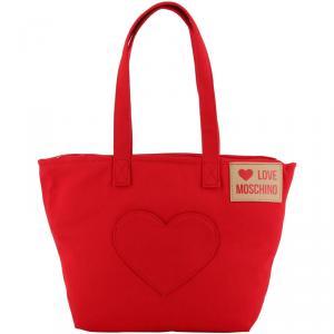 Pre Owned Love Moschino Red Fabric Love Applique Shoulder Bag