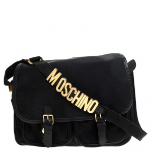 Moschino Black Nylon Messenger Bag
