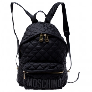 Moschino Black Nylon Quilted Backpack