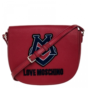 Pre Owned Love Moschino Red Leather Crossbody Bag