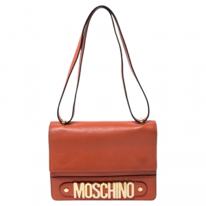Moschino Orange Leather Shoulder Bag