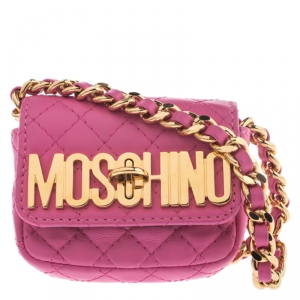 Moschino Pink Quilted Leather Mini Belt Bag