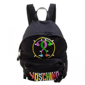 Moschino Black Printed Nylon Backpack