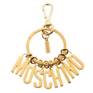 Moschino Gold Tone Logo Bag Charm